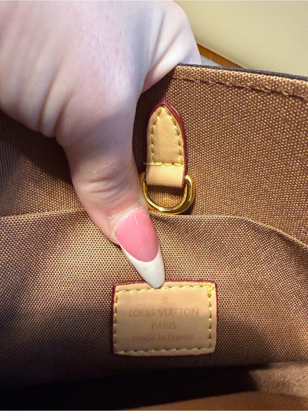 LV Monogram Canvas Tote with Red Trim and Gold Hardware - Picture 5 of 11